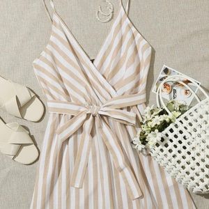 SOLD-SHEIN Surplice Neck Self Belt Mini Dress